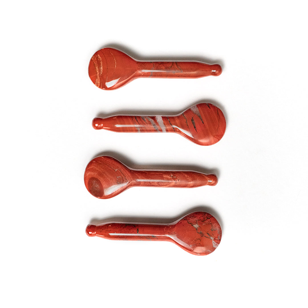 Red Jasper Sculpting Spoon – Dual-Ended Facial Massage Tool
