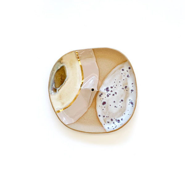 Blush Arch Ceramic Incense Dish with Gold Luster Finish