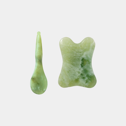 Gua Sha & Sculpting Spoon Set – Natural Jade Facial Massage Tools