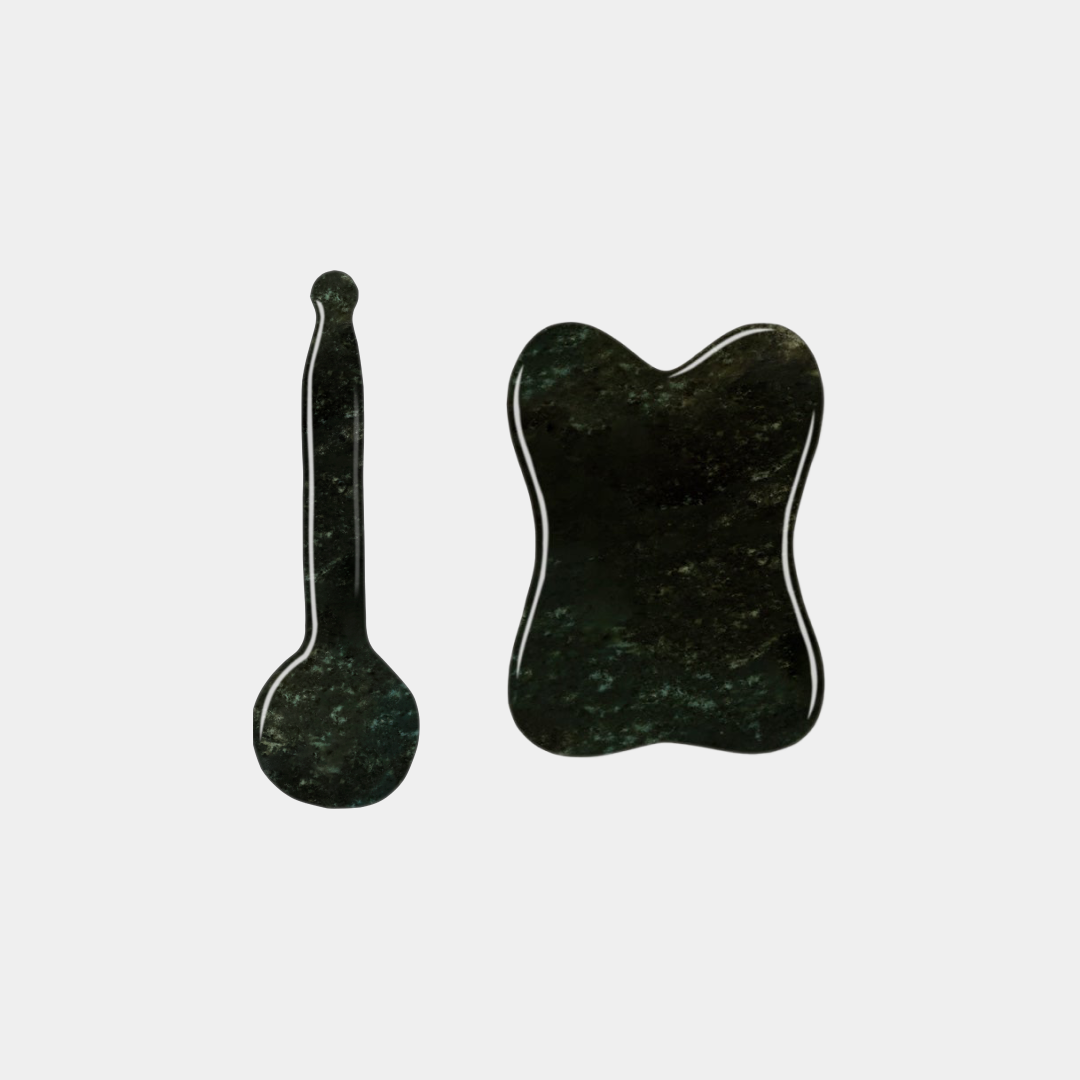 Gua Sha & Sculpting Spoon Set – Natural Jade Facial Massage Tools