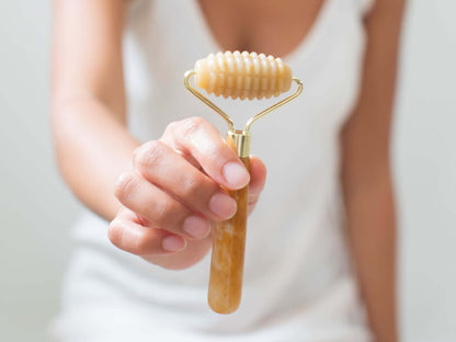 Yellow Nephrite Ridged Facial Roller
