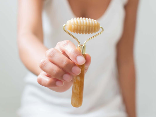 Yellow Nephrite Ridged Facial Roller