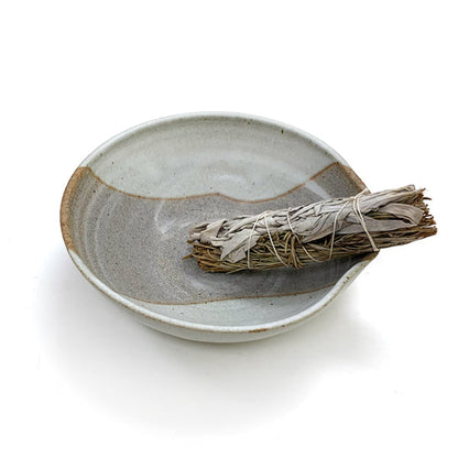 Ceramic Smudge Bowl with Incense Holder