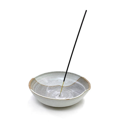 Ceramic Smudge Bowl with Incense Holder
