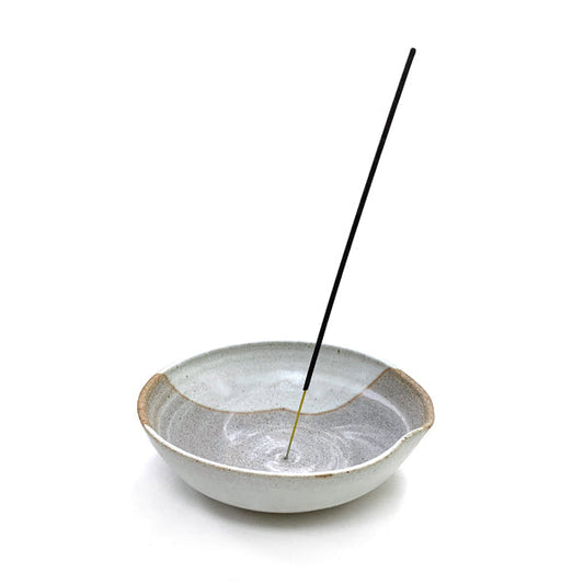 Ceramic Smudge Bowl with Incense Holder