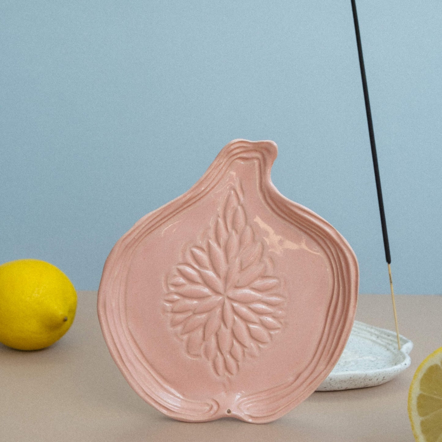 Handmade Pink Ceramic Fig Incense Holder