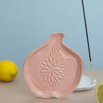 Handmade Pink Ceramic Fig Incense Holder